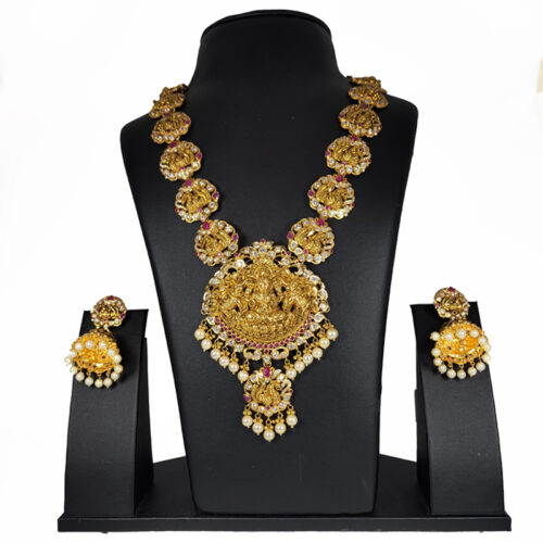 Temple Necklace Set with Lakshmi Pendant
