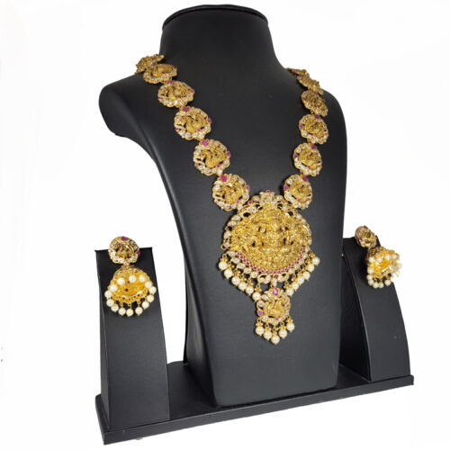 Temple Necklace Set with Lakshmi Pendant