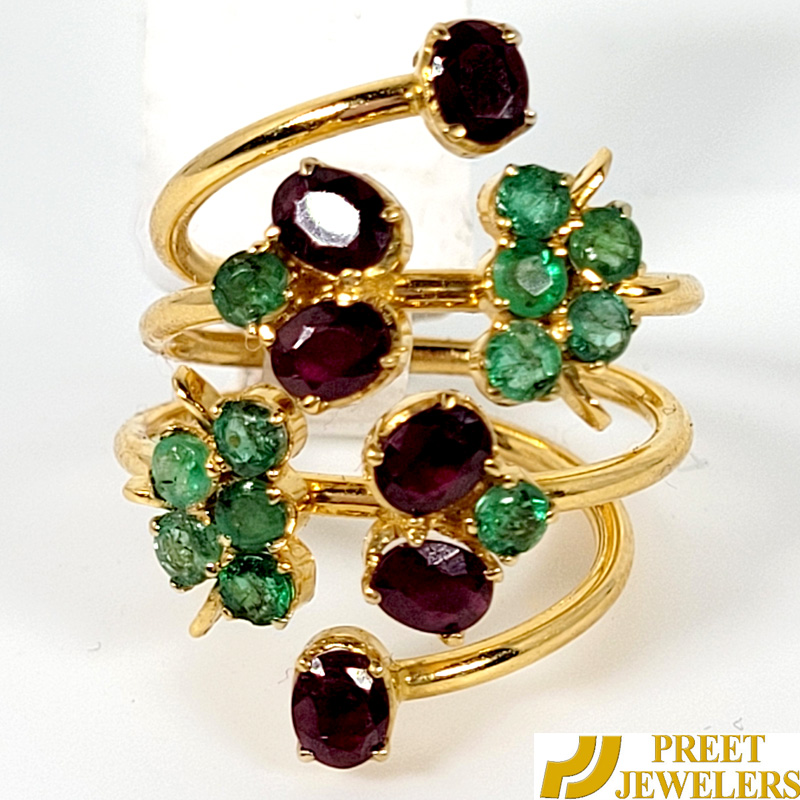 Green and Maroon Stone Ring for Women
