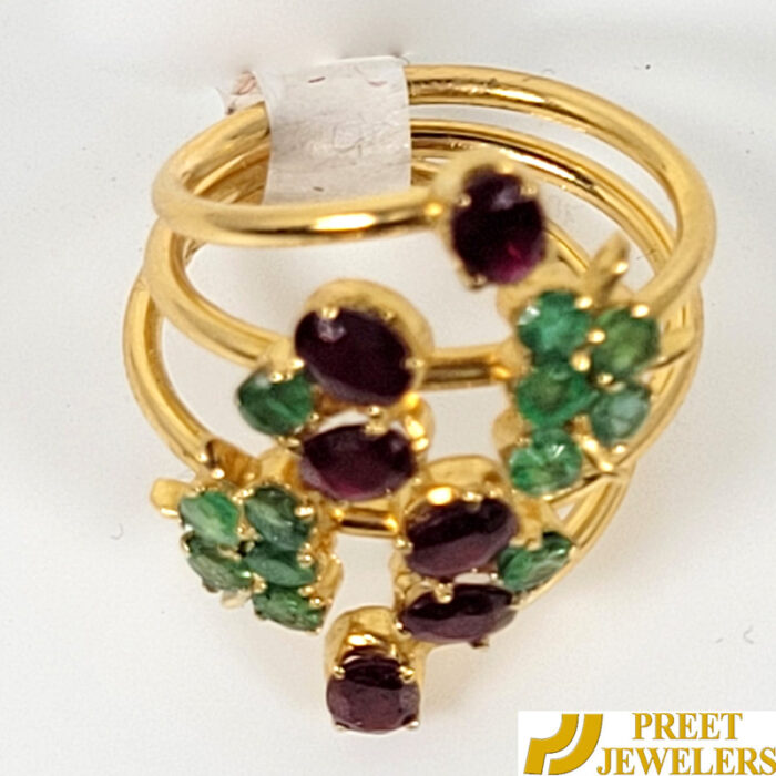 Green and Maroon Stone Ring for Women
