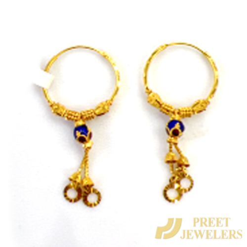 Women Gold Earrings with colorful drops