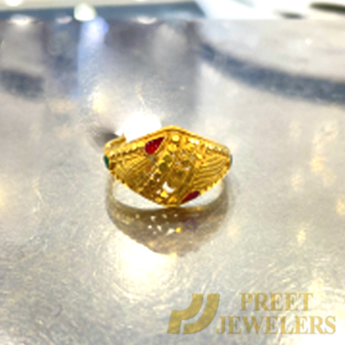 Women Gold Ladies Ring - Meenakari Collection